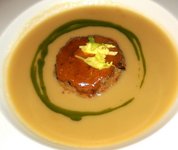 Vichyssoise w crab cake.JPG